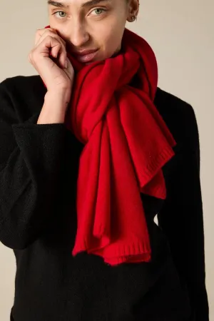 100% Cashmere Scarf in True Red