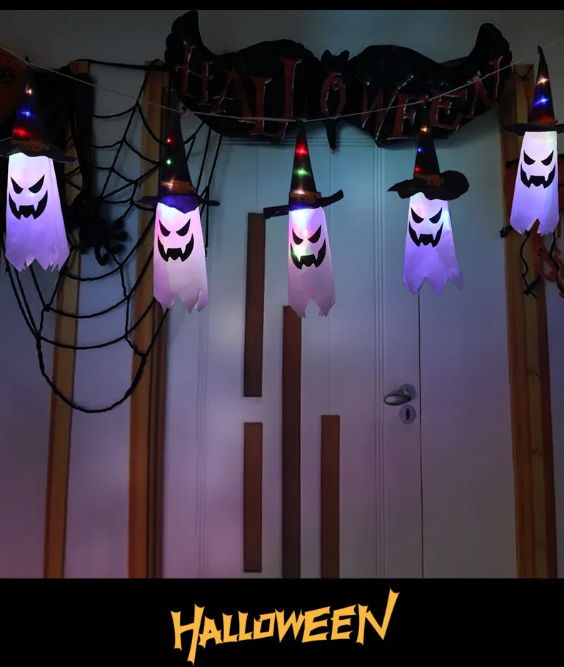 5Pcs Hanging Lighted Glowing Ghost