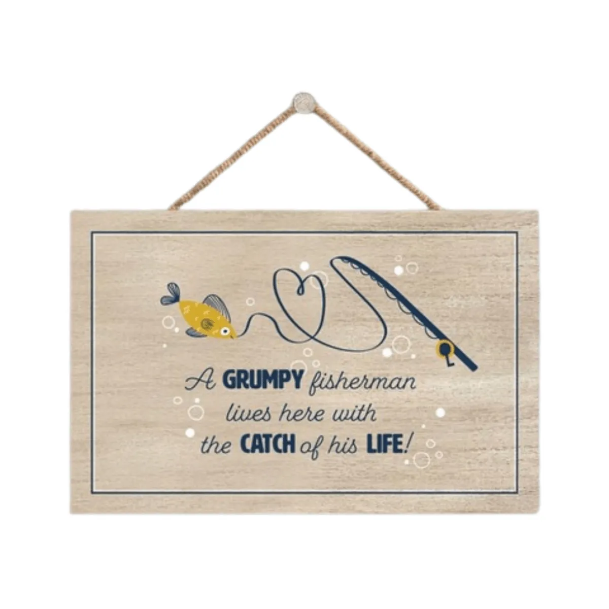 A Grumpy Fisherman Catch Of His Life Wooden Plaque