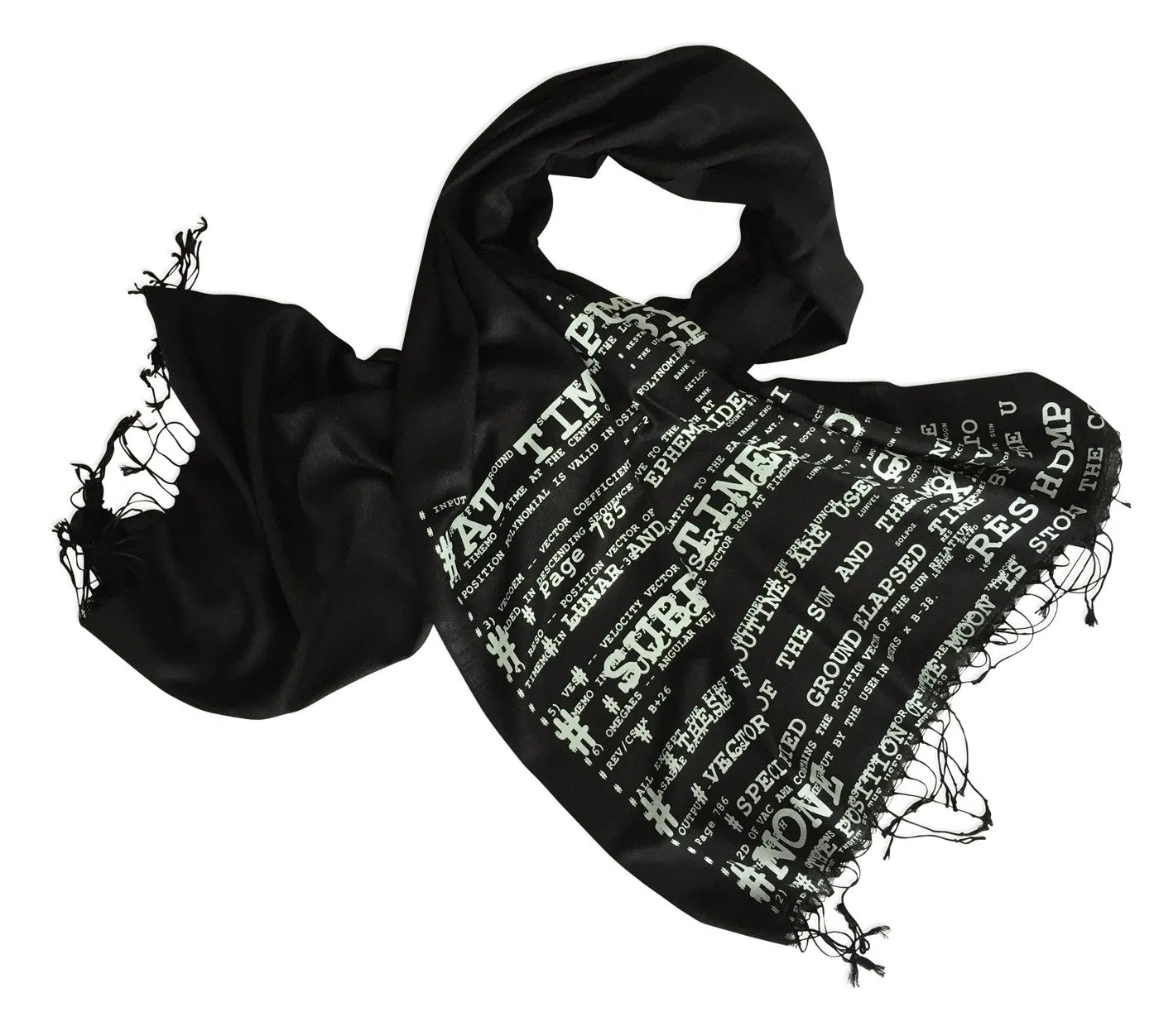 Apollo 11 Source Code Scarf. Silkscreened Linen weave pashmina