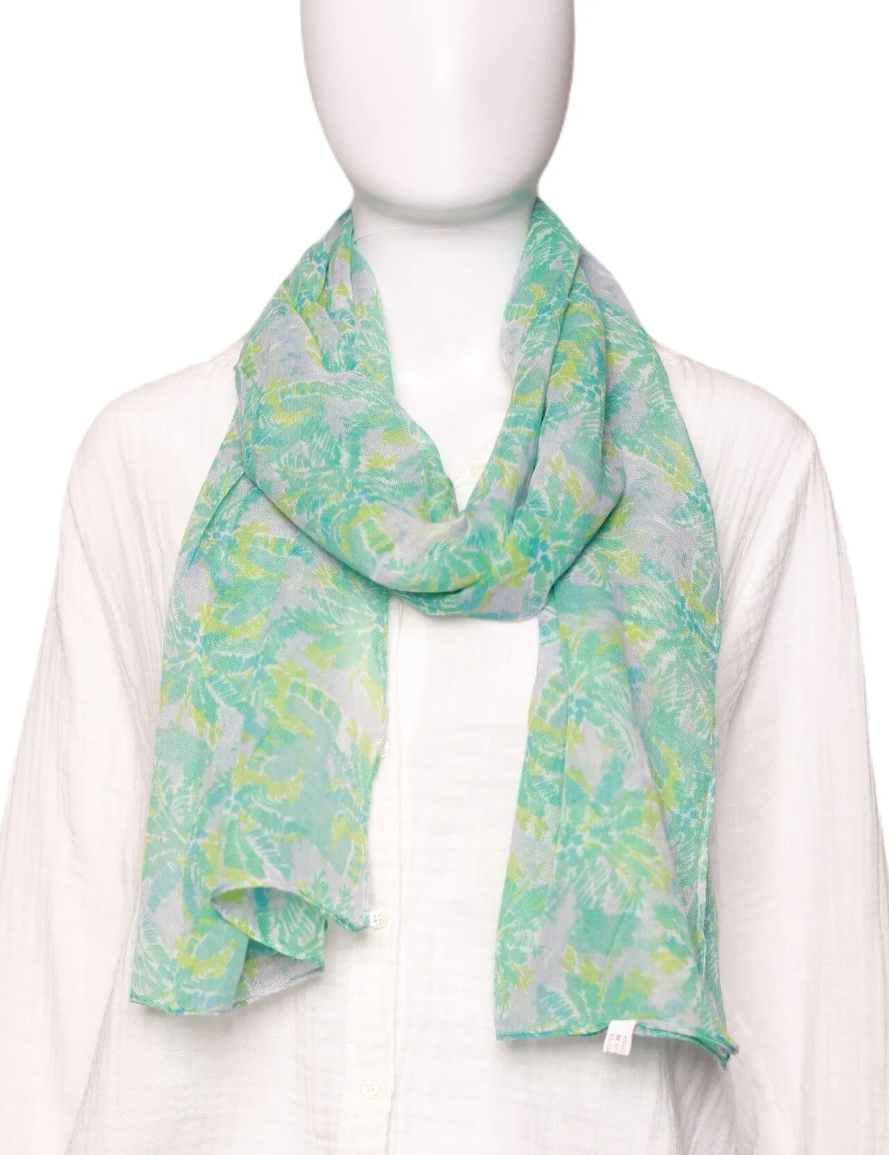 AQUA FLORAL SCARF