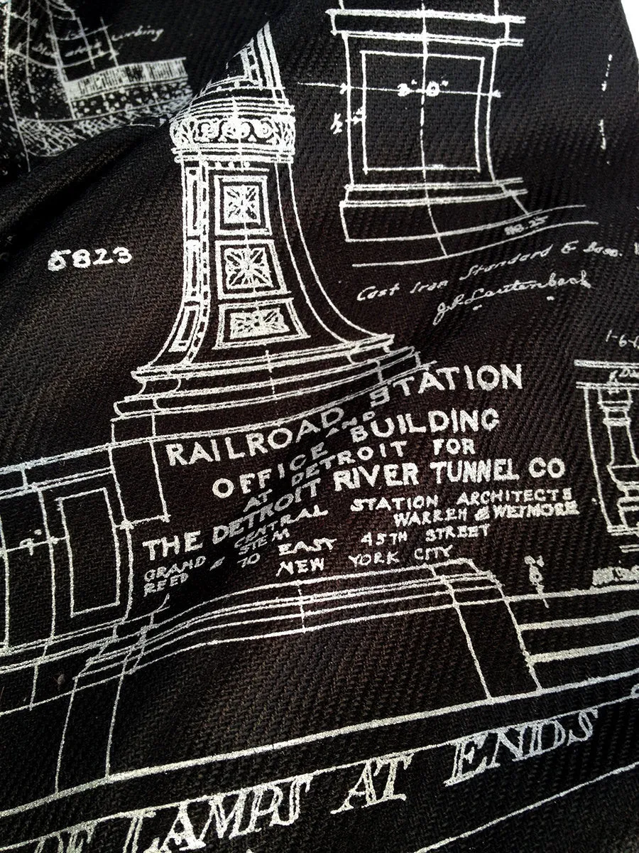 Blueprint Pashmina Scarf: Ironwork Detail, Detroit Train Station