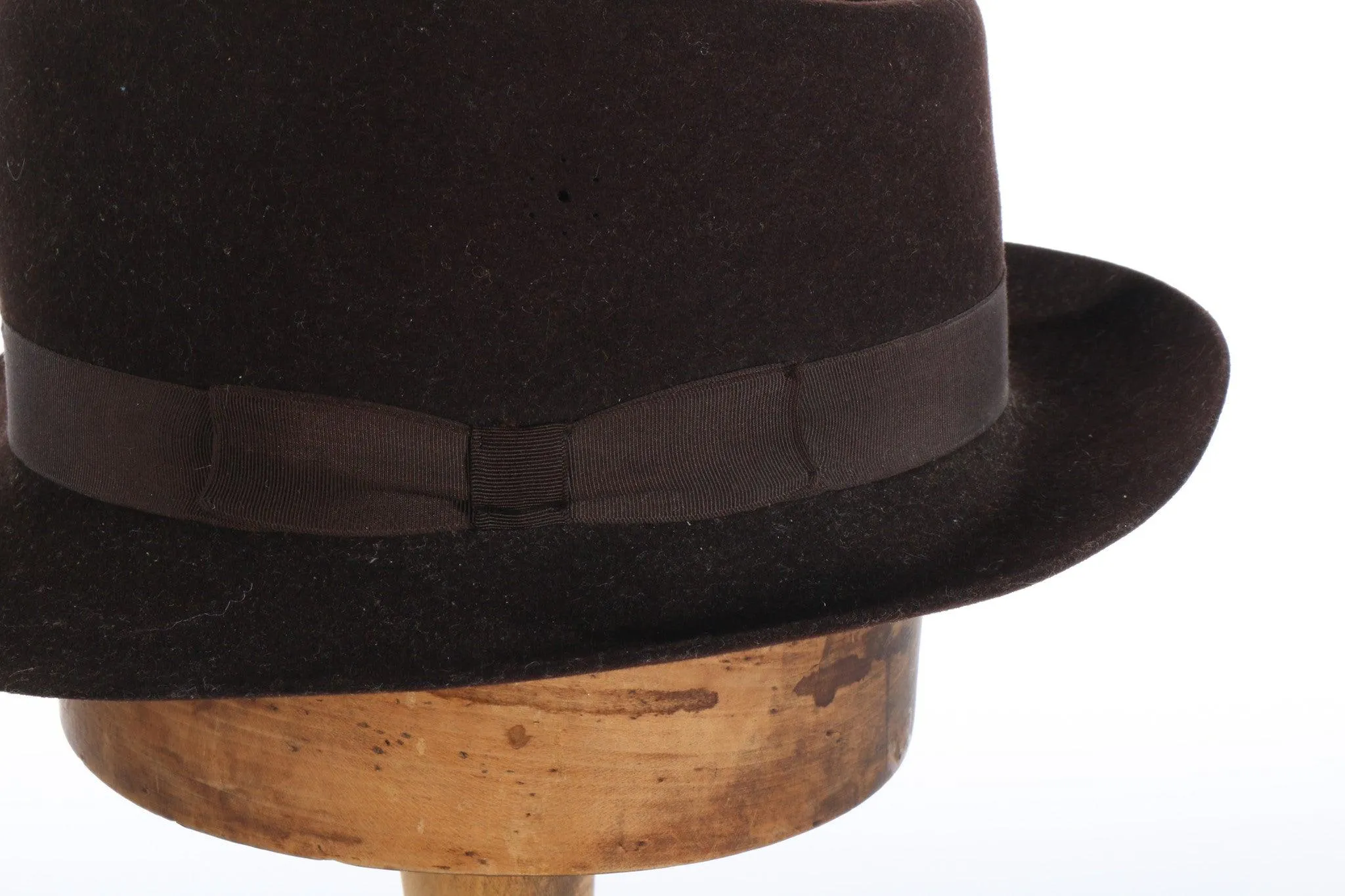 Dark Brown Vintage Trilby Hat 54cm 6 3/4