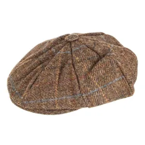 Dents Mens Abraham Moon Check Tweed Newsboy Cap - Chestnut