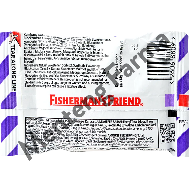 Fisherman's Friend Blackcurrant Sugar Free - Permen Pelega Tenggorokan