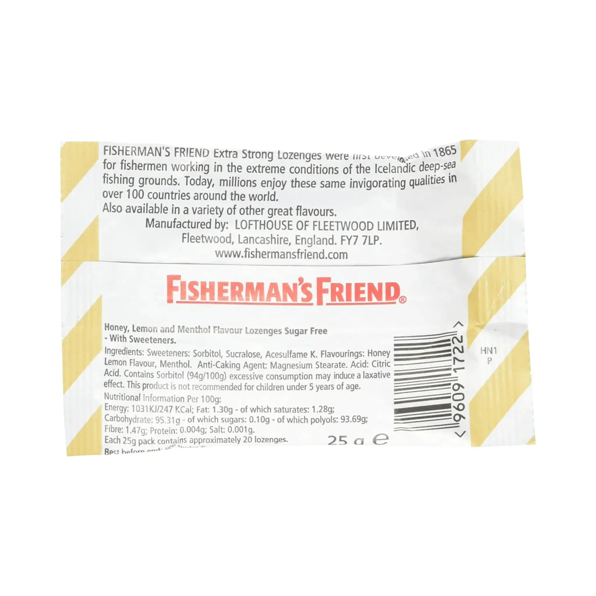 Fisherman's Friend Honey & Lemon Sugar Free 25g Lozenges x 8