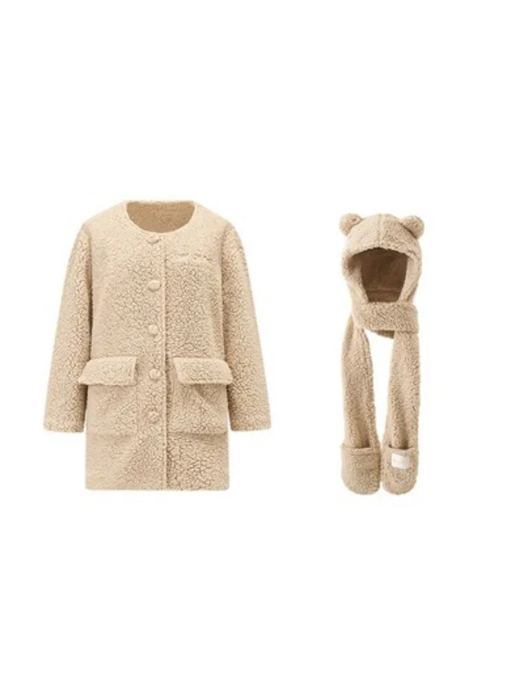 Fleece Jacket & Bear Ear Scarf Hat【s0000005005】