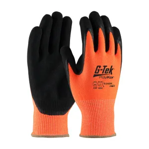 G-Tek PolyKor 16-340OR Hi-Vis Seamless Knit Blended Glove with Double-Dipped Nitrile Coated Safety Glove (One Dozen)