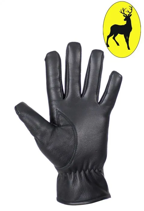 Ladies Deer Skin Leather Gloves - Black, GLD113-22-LADIES-DL