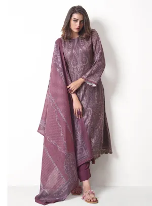 Mauve Unstitched Pashmina Winter Salwar Suits Fabric for Ladies