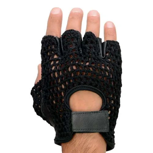 Milwaukee Leather SH219 Men's Black Leather Gel Padded Palm Fingerless