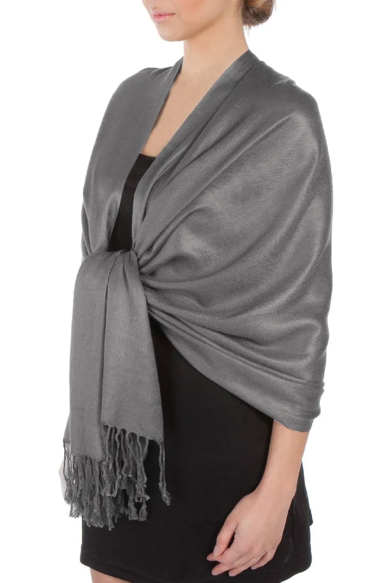 Sakkas Large Soft Silky Pashmina Feel Shawl Wrap Scarf Stole in Solid Colors