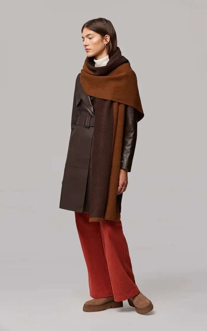 SOIA&KYO REMI - Contrast Color Rib-Knit Blanket Scarf