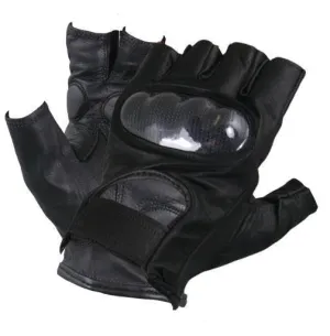 Xelement XG1475 Men's Black Knuckle Protected Leather Fingerless Riding Gloves